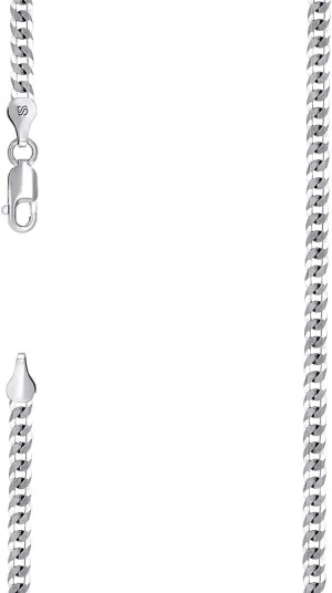 JewelryWeb 925 Sterling Silver Solid Super Flat Comfort Curb Chain Rhodium 3mm Anklet 9 Inch-Anklet for Women and Men