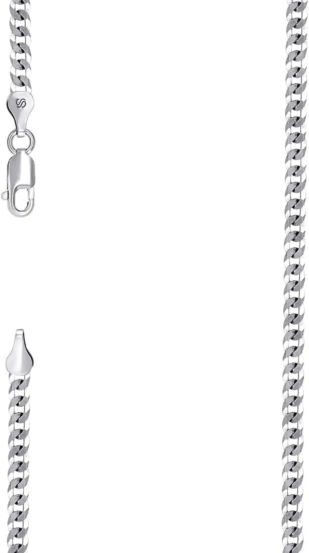 JewelryWeb 925 Sterling Silver Solid Super Flat Comfort Curb Chain Rhodium 3mm Anklet 9 Inch-Anklet for Women and Men
