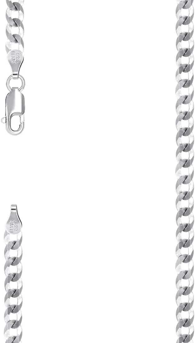 JewelryWeb 925 Sterling Silver Solid Super Flat Comfort Curb Chain Rhodium 4.7mm Anklet 9 Inch-Anklet for Women and Men