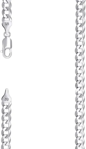 JewelryWeb 925 Sterling Silver Solid Super Flat Comfort Curb Chain Rhodium 6mm Anklet 9 Inch-Anklet for Women and Men