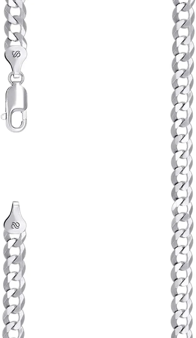 JewelryWeb 925 Sterling Silver Solid Super Flat Comfort Curb Chain Rhodium 6mm Anklet 9 Inch-Anklet for Women and Men