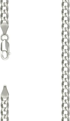 JewelryWeb 925 Sterling Silver Solid Super Flat Comfort Curb Chain-Silver 4.7mm Anklet 9 Inch-Anklet for Women and Men
