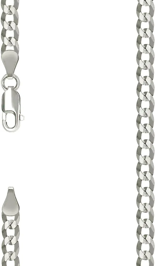 JewelryWeb 925 Sterling Silver Solid Super Flat Comfort Curb Chain-Silver 4.7mm Anklet 9 Inch-Anklet for Women and Men