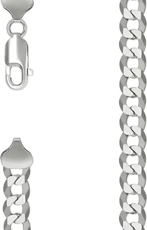 JewelryWeb 925 Sterling Silver Solid Super Flat Comfort Curb Chain-Silver 7.8mm Anklet 9 Inch-Anklet for Women and Men