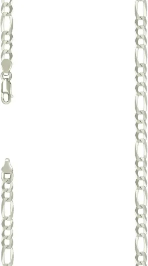 JewelryWeb 925 Sterling Silver Super Flat Figaro Chain-Silver Plated 5.6mm Anklet-Anklet for Women and Men