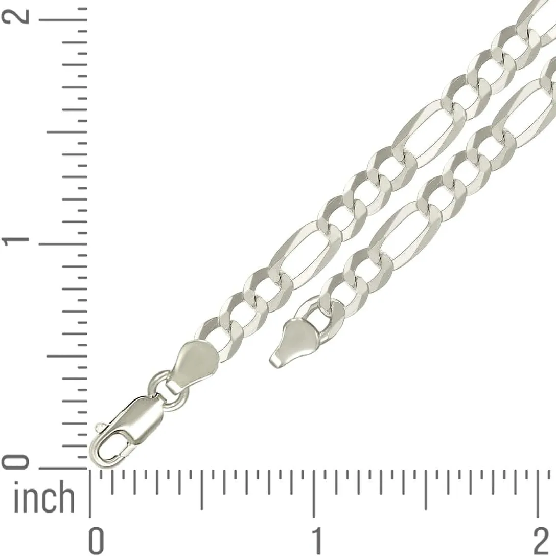JewelryWeb 925 Sterling Silver Super Flat Figaro Chain-Silver Plated 5.6mm Anklet-Anklet for Women and Men
