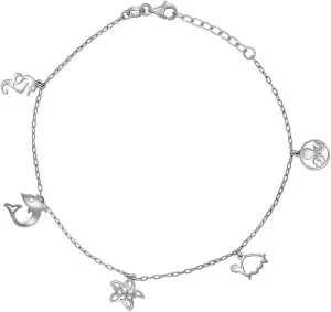 JewelryWeb 925 Sterling Silver Womens Ocean Life Charms Anklet 10 Inch 13.4mm Long-Anklet for Women