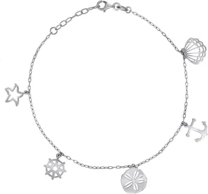JewelryWeb 925 Sterling Silver Womens Ocean Life Charms Anklet 10 Inch 16.2mm Long-Anklet for Women