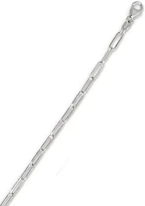 JewelryWeb - Italian 925 Sterling Silver 3.5mm Paper Clip Chain Necklace -16" 18" 22" 24" 30" 36" - Dainty Paperclip Choker Necklace - Made in Italy