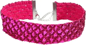 KIFEDSLJ Chunky Wide Sequins Choker Necklace Sparkly Sequins Lace Velvet Short Collar Necklace for Women Costume Jewelry