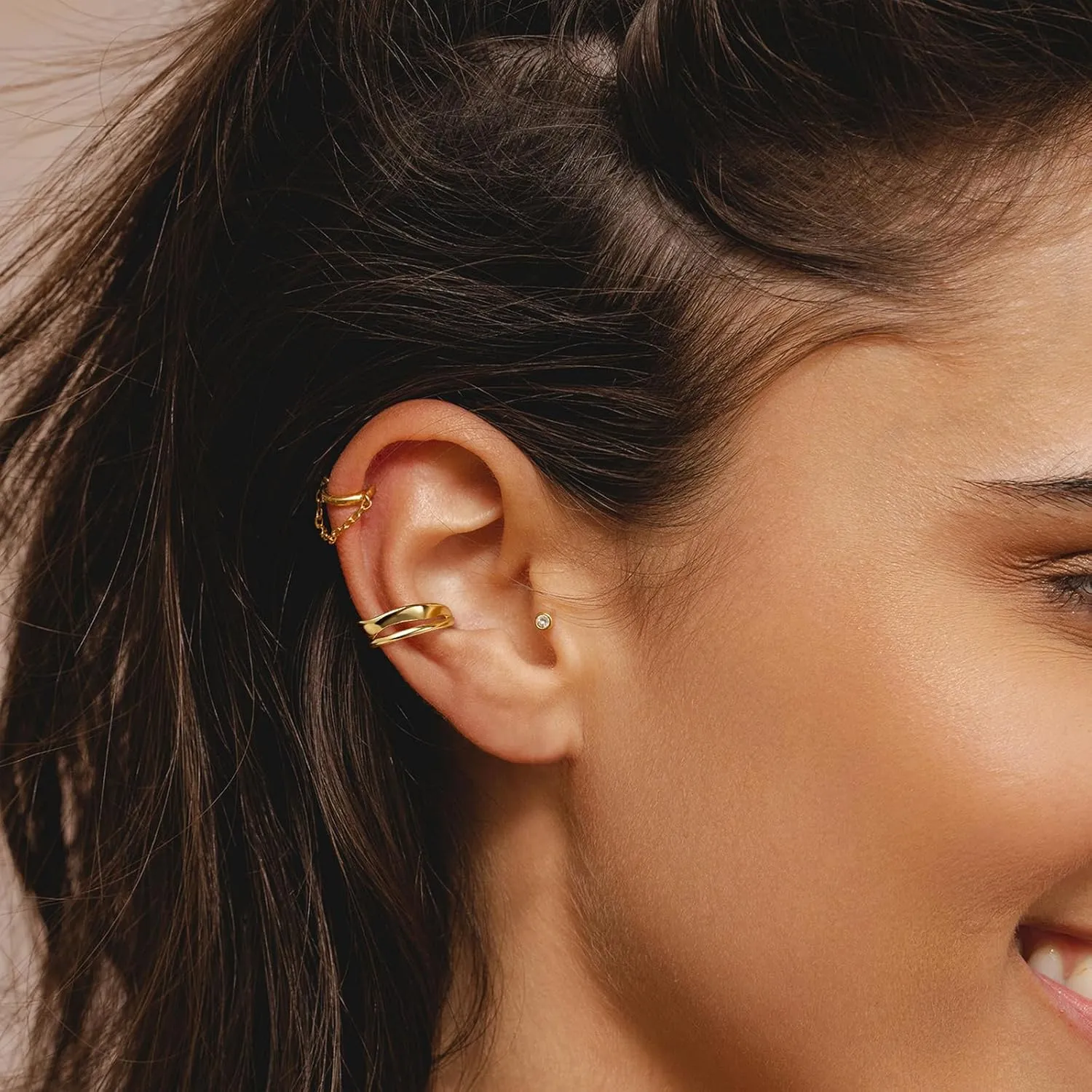 KissYan Ear Cuffs Earrings for Women, 14K Gold Plated Ear Cuff for Non-Pierced Clip On Cartilage Adjustable Open Hoop Earring Dainty Pave CZ Fashion Lightweight Jewelry Gifts