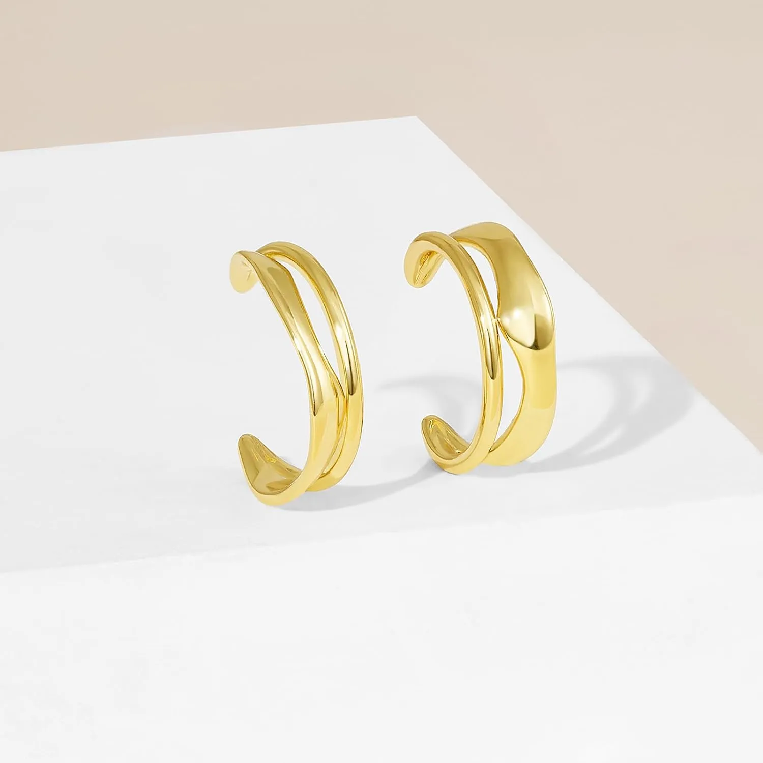KissYan Ear Cuffs Earrings for Women, 14K Gold Plated Ear Cuff for Non-Pierced Clip On Cartilage Adjustable Open Hoop Earring Dainty Pave CZ Fashion Lightweight Jewelry Gifts