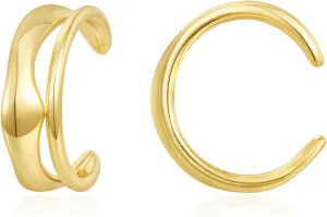 KissYan Ear Cuffs Earrings for Women, 14K Gold Plated Ear Cuff for Non-Pierced Clip On Cartilage Adjustable Open Hoop Earring Dainty Pave CZ Fashion Lightweight Jewelry Gifts
