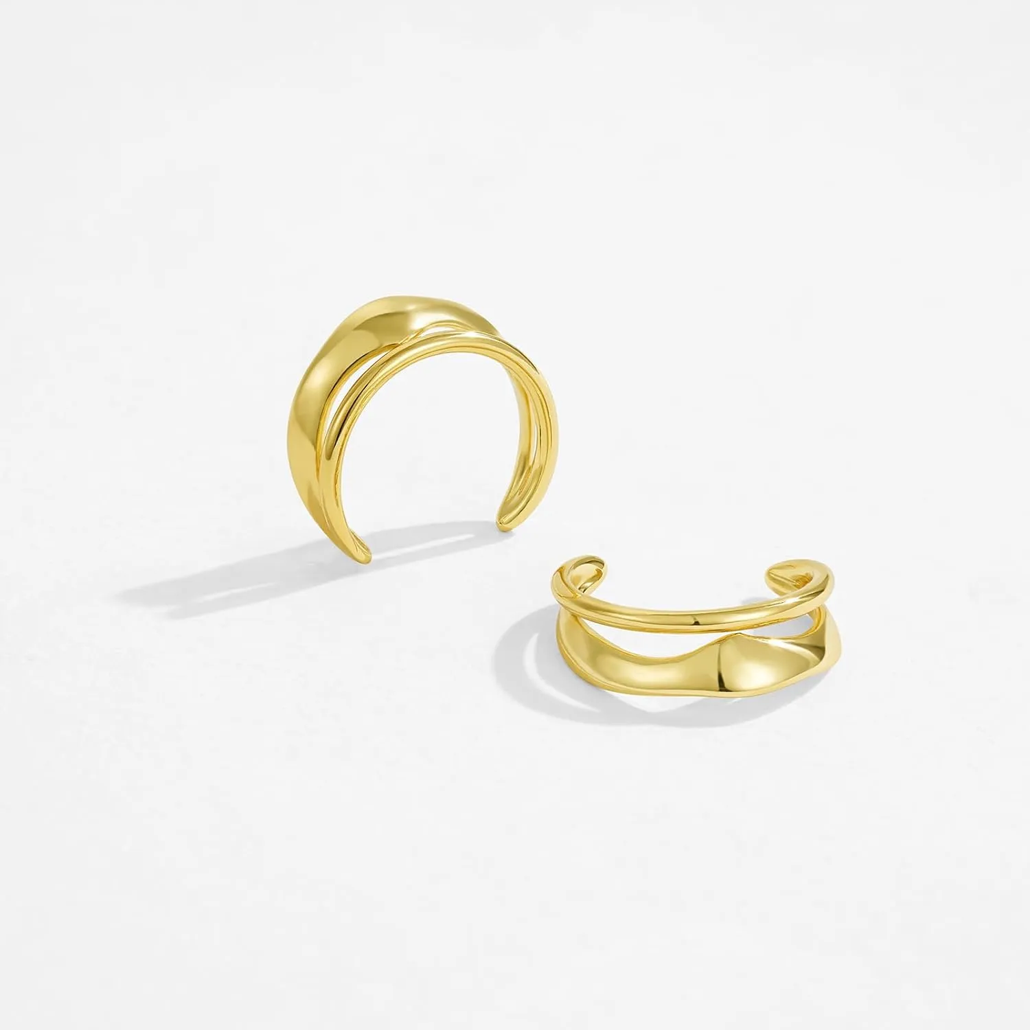 KissYan Ear Cuffs Earrings for Women, 14K Gold Plated Ear Cuff for Non-Pierced Clip On Cartilage Adjustable Open Hoop Earring Dainty Pave CZ Fashion Lightweight Jewelry Gifts