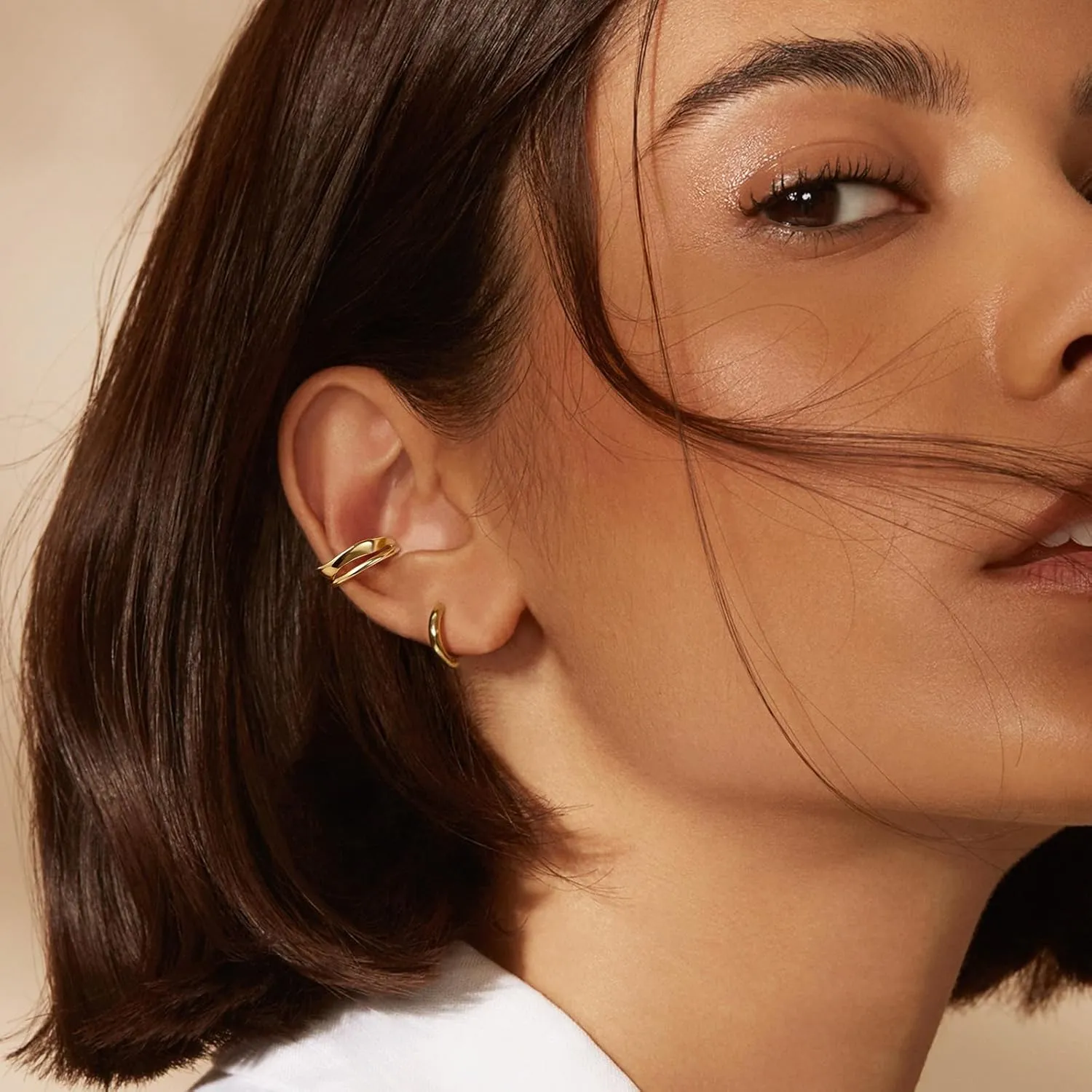 KissYan Ear Cuffs Earrings for Women, 14K Gold Plated Ear Cuff for Non-Pierced Clip On Cartilage Adjustable Open Hoop Earring Dainty Pave CZ Fashion Lightweight Jewelry Gifts
