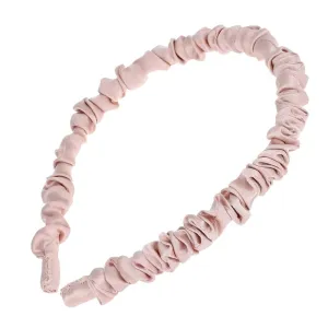 L. Erickson USA Silk Scrunch Medici Headband, Mini - Pale Pink Dusty Rose - 100% Silk Charmeuse, Handmade in the USA