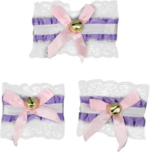 Lace Chokers Lace Bowknot Choker Necklaces with Bells Stretch Collar Chokers Ribbon Necklaces Cosplays Maid Collar Sets