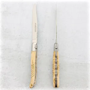 Laguiole Forged Steak Knives Studded Karelian Birch - Set of 2