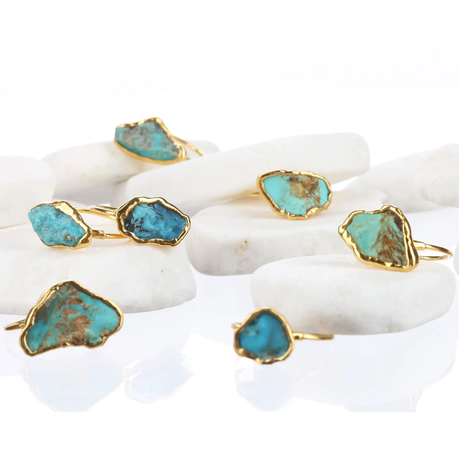Large Raw Turquoise Ring in Rose Gold