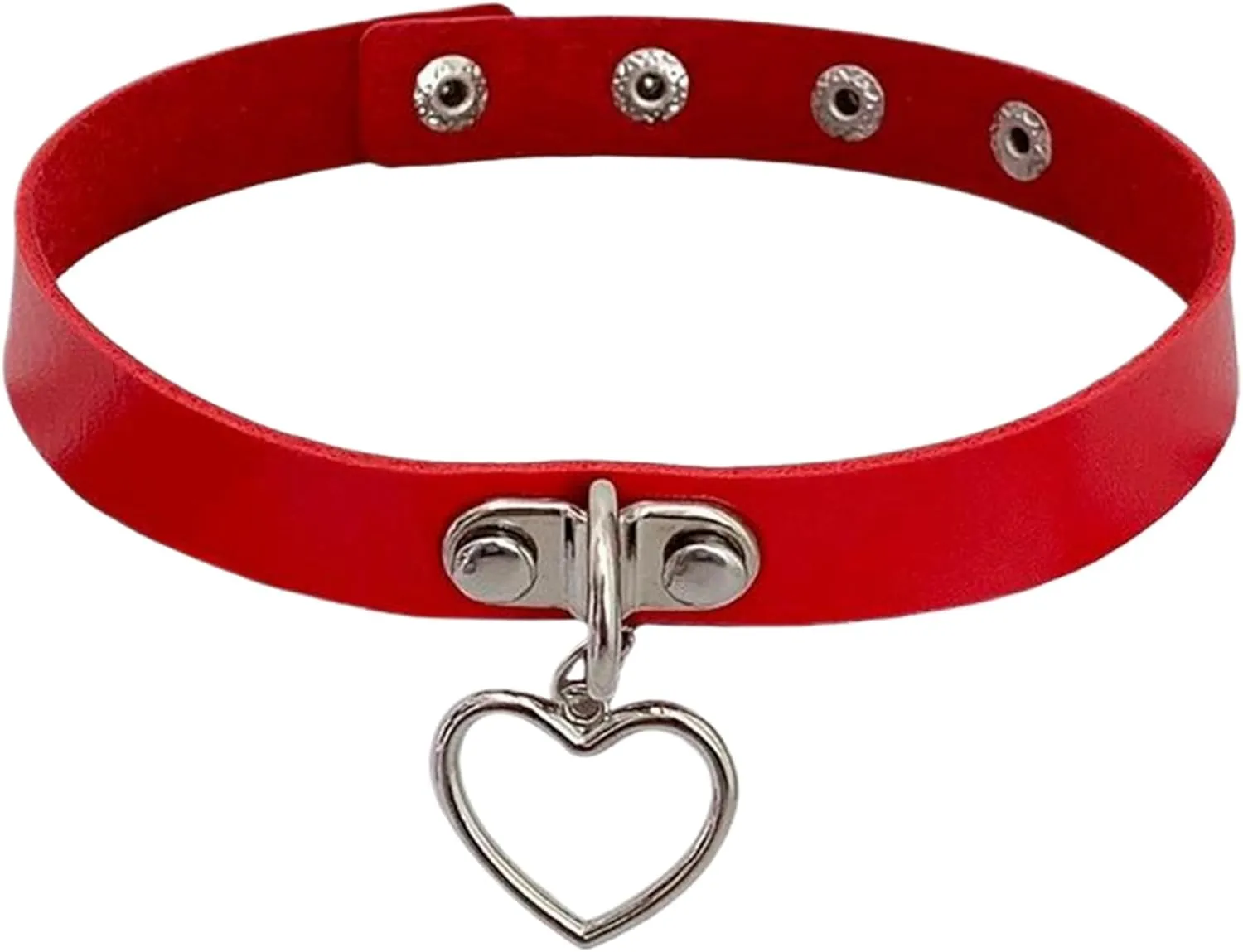 Leather Choker, Adjustable Choker Necklace, Red Necklaces for Woman with Heart Pendant, Collar Women Cosplay, Necklace
