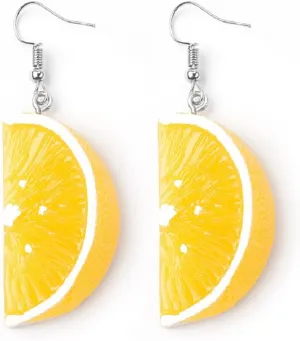 Lemon Earrings for Women, Cute Fruit Oranges Earrings for Womens, Orange Slice Dangle Earrings Hypoallergenic, 3D Lemon Slice Drop Earrings, Tangerine Earrings Studs, Sterling Silver, No Gemstone