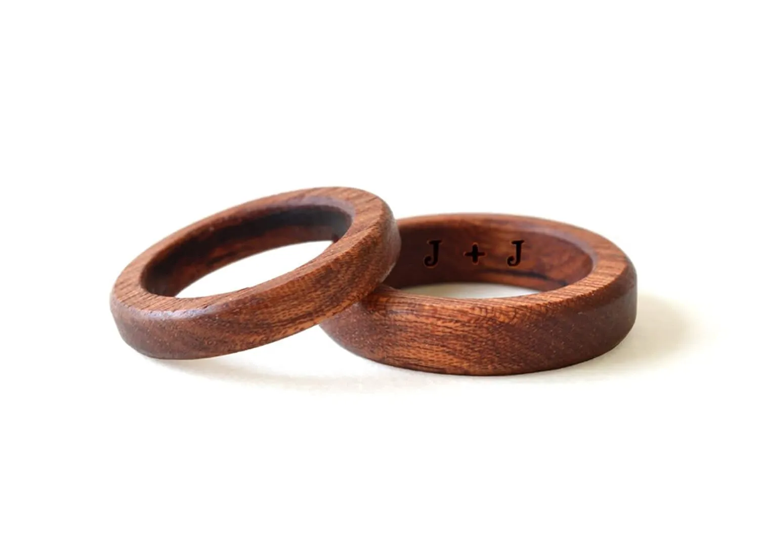 Mahogany ring, couple ring set, wood ring, wedding ring set his and her, rings for women, engraved ring
