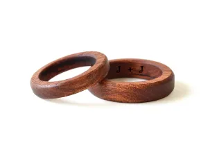Mahogany ring, couple ring set, wood ring, wedding ring set his and her, rings for women, engraved ring