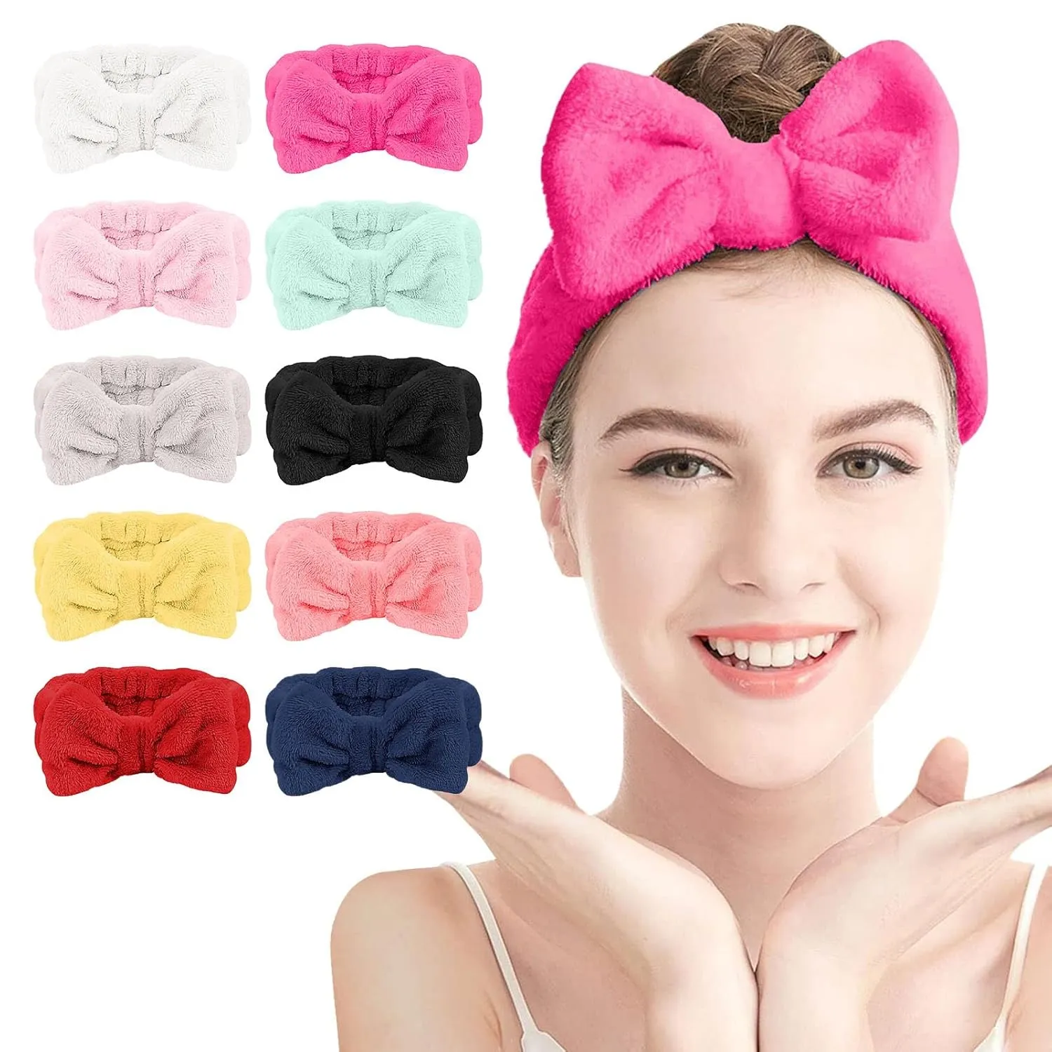 Makeup Headband Soft Hydrotherapy Headband 1 Piece Bow Hairband Women's Facial Coral Velvet Headband For Shower Face Wash