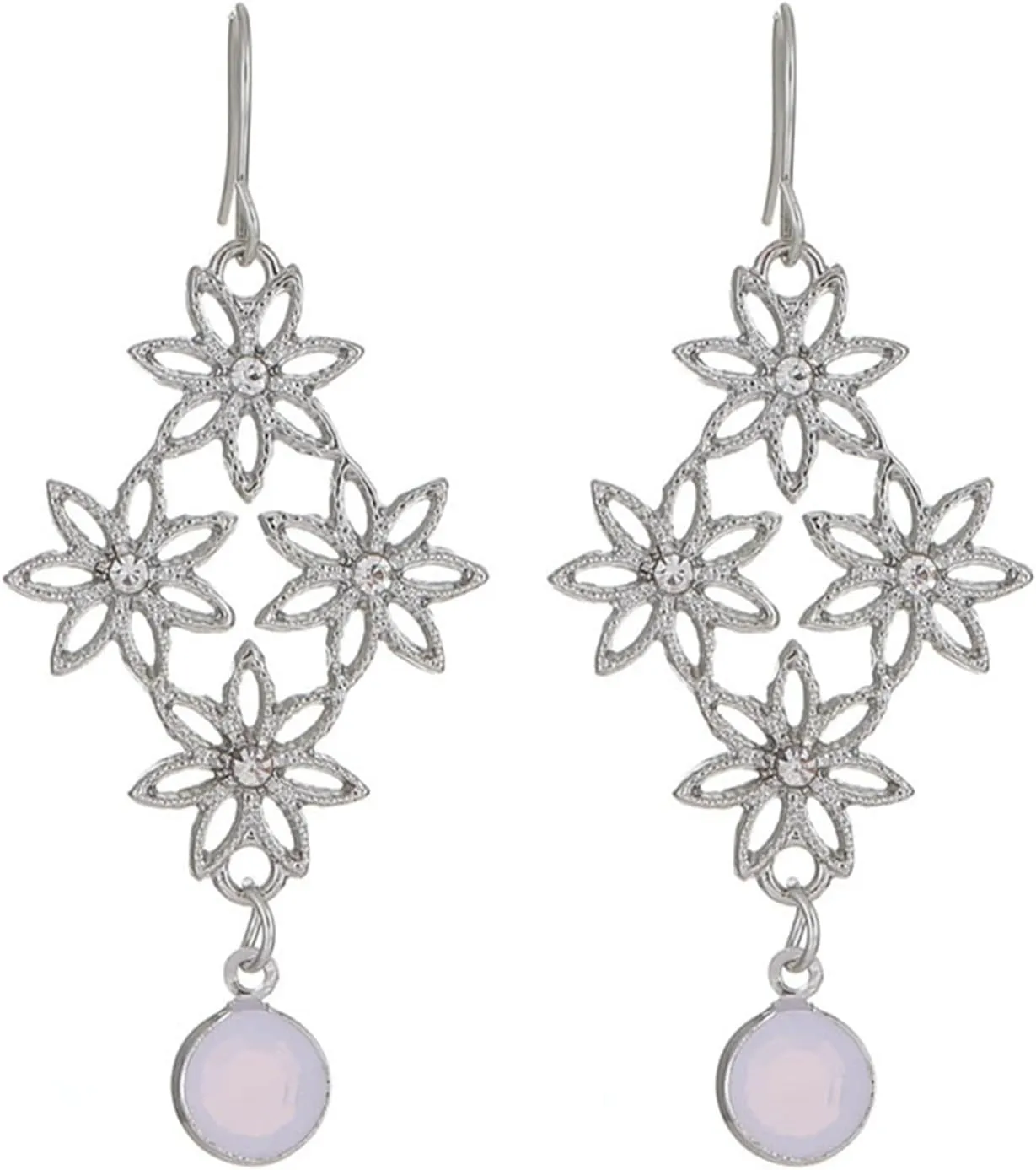 MALOYANVE Vintage Long Flower Earrings for Women Bohemian Gold Silver Plated Art Deco Baroque Palace Hollow Flower Crystal Dangle Drop Tassel Earrings Retro National Wedding Statement Elegant Jewelry Gifts