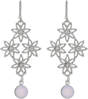 MALOYANVE Vintage Long Flower Earrings for Women Bohemian Gold Silver Plated Art Deco Baroque Palace Hollow Flower Crystal Dangle Drop Tassel Earrings Retro National Wedding Statement Elegant Jewelry Gifts