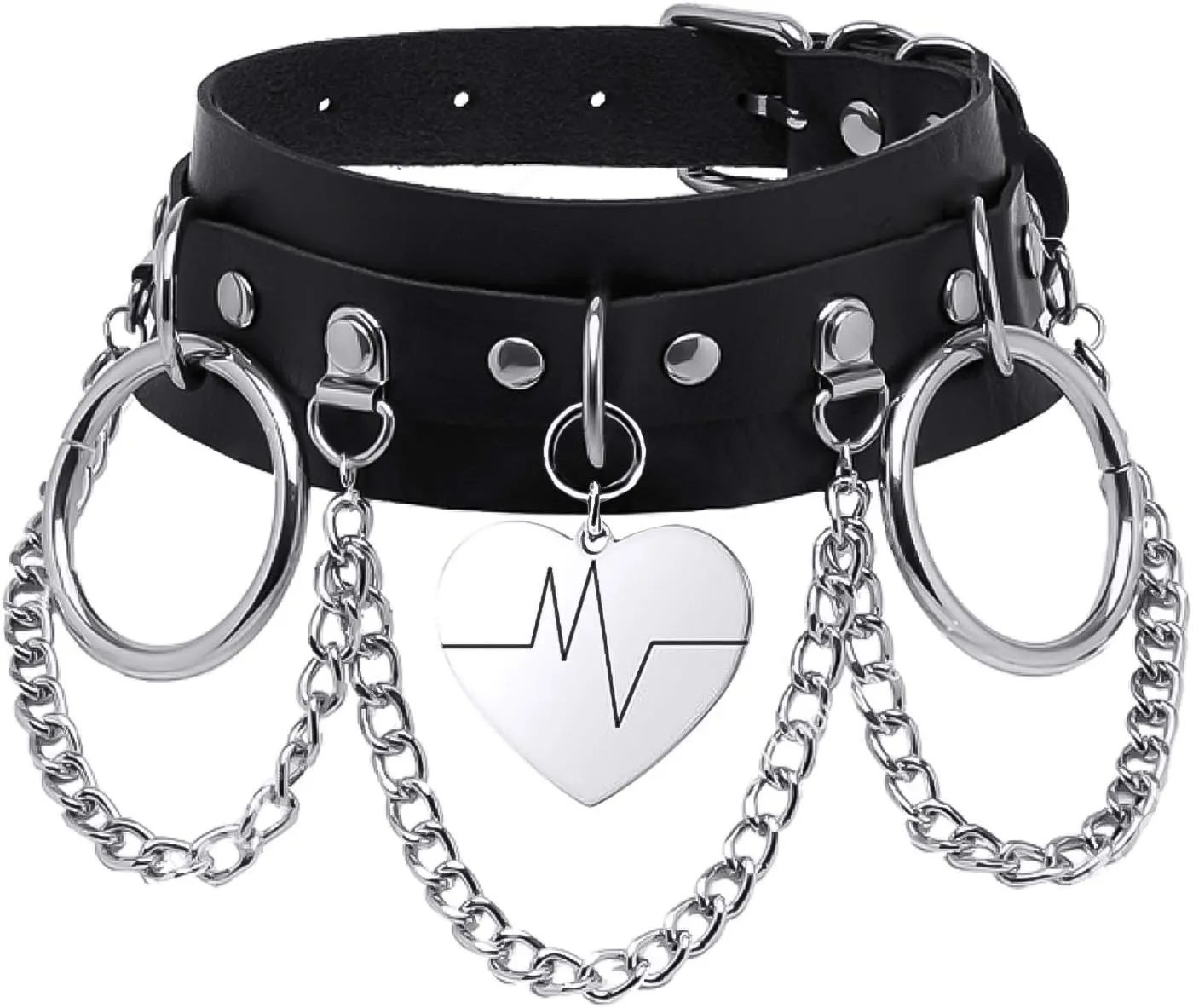 MJartoria Gothic Jewelry-Goth Choker Necklaces for Women-Heart Punk Rock Adjustable Black Collar Choker Necklaces Birthday Gifts