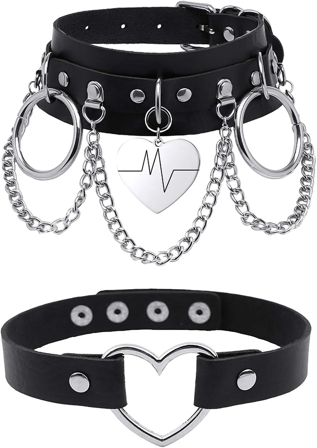 MJartoria Gothic Jewelry-Goth Choker Necklaces for Women-Heart Punk Rock Adjustable Black Collar Choker Necklaces Birthday Gifts