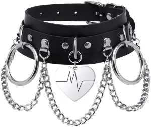 MJartoria Gothic Jewelry-Goth Choker Necklaces for Women-Heart Punk Rock Adjustable Black Collar Choker Necklaces Birthday Gifts