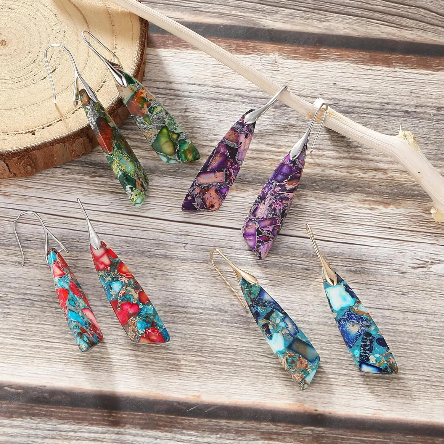 MJartoria Stone Earrings for Women Trendy Vintage Dangle Earrings Drop Earrings Statement Earrings Jewelry Gifts