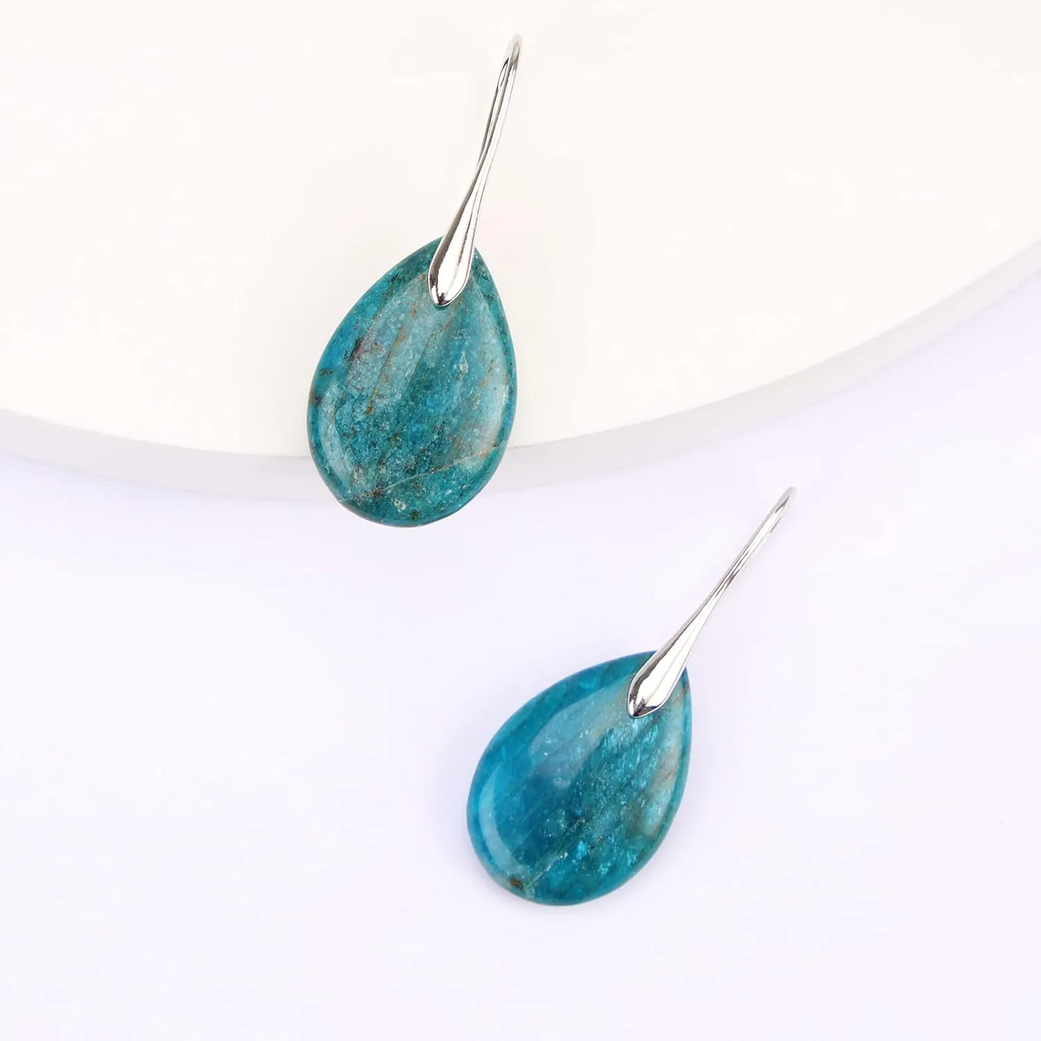Natural Stone Teardrop Earrings Crystal Healing Birthstone Dangle Earrings