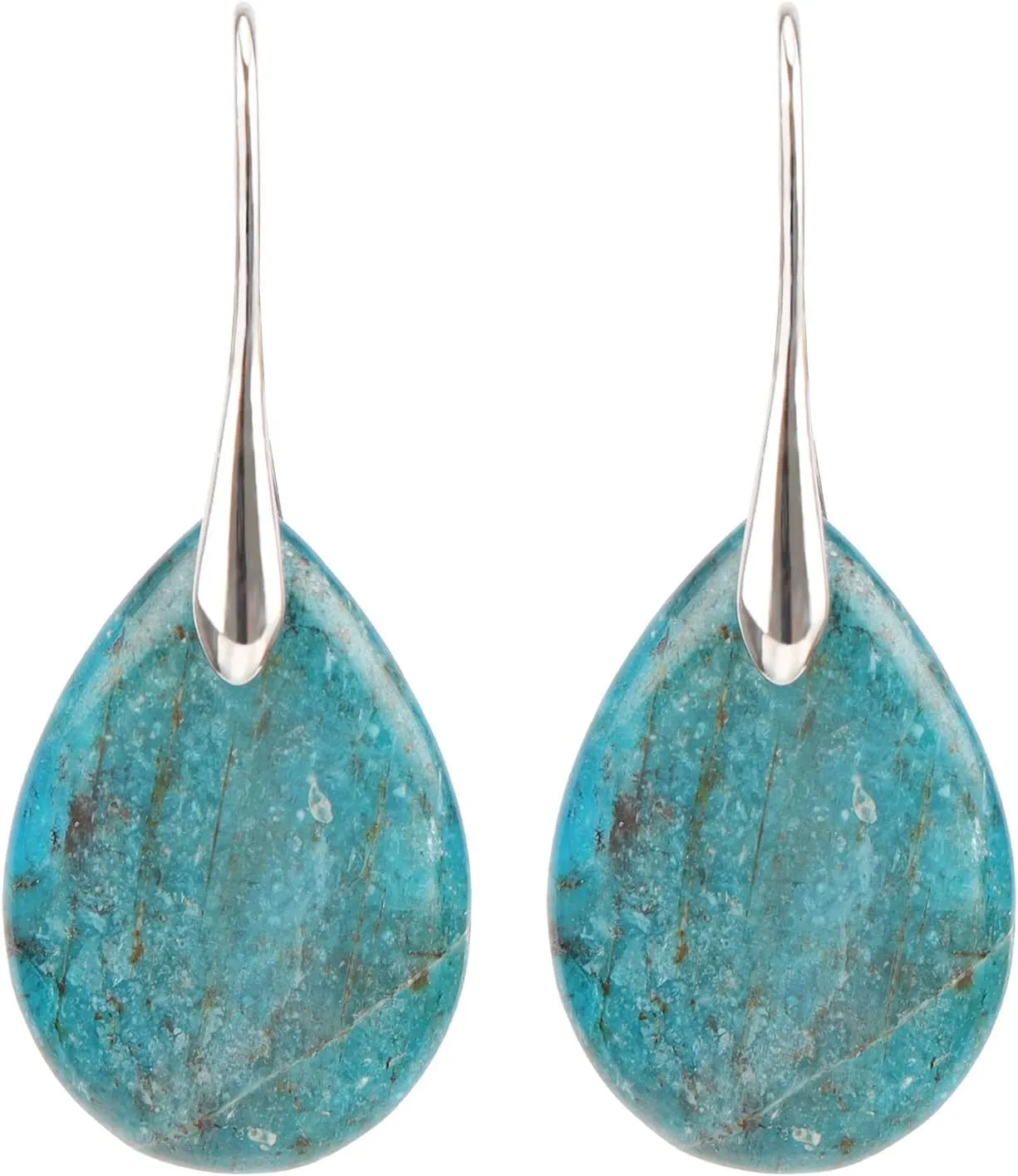 Natural Stone Teardrop Earrings Crystal Healing Birthstone Dangle Earrings