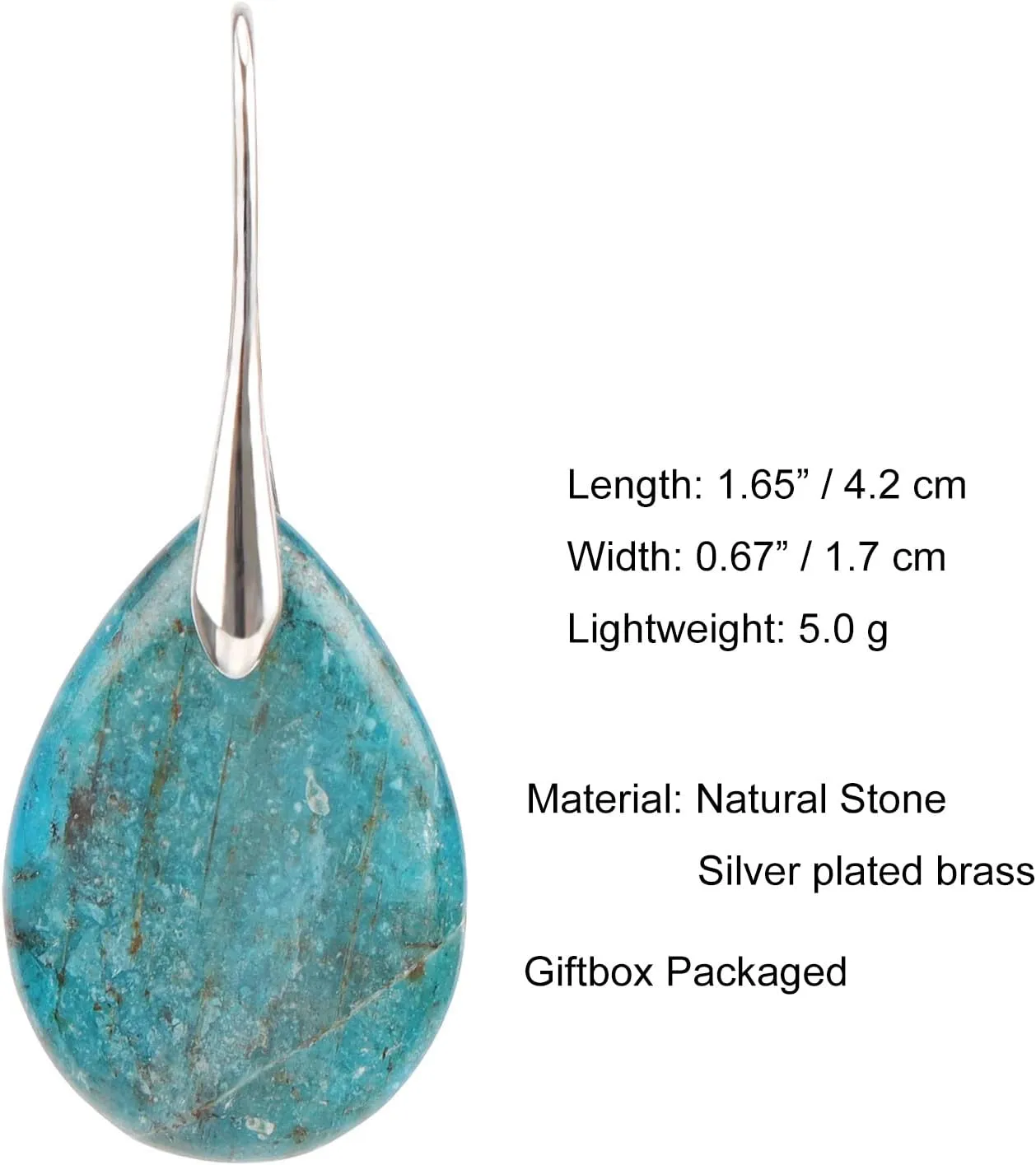 Natural Stone Teardrop Earrings Crystal Healing Birthstone Dangle Earrings