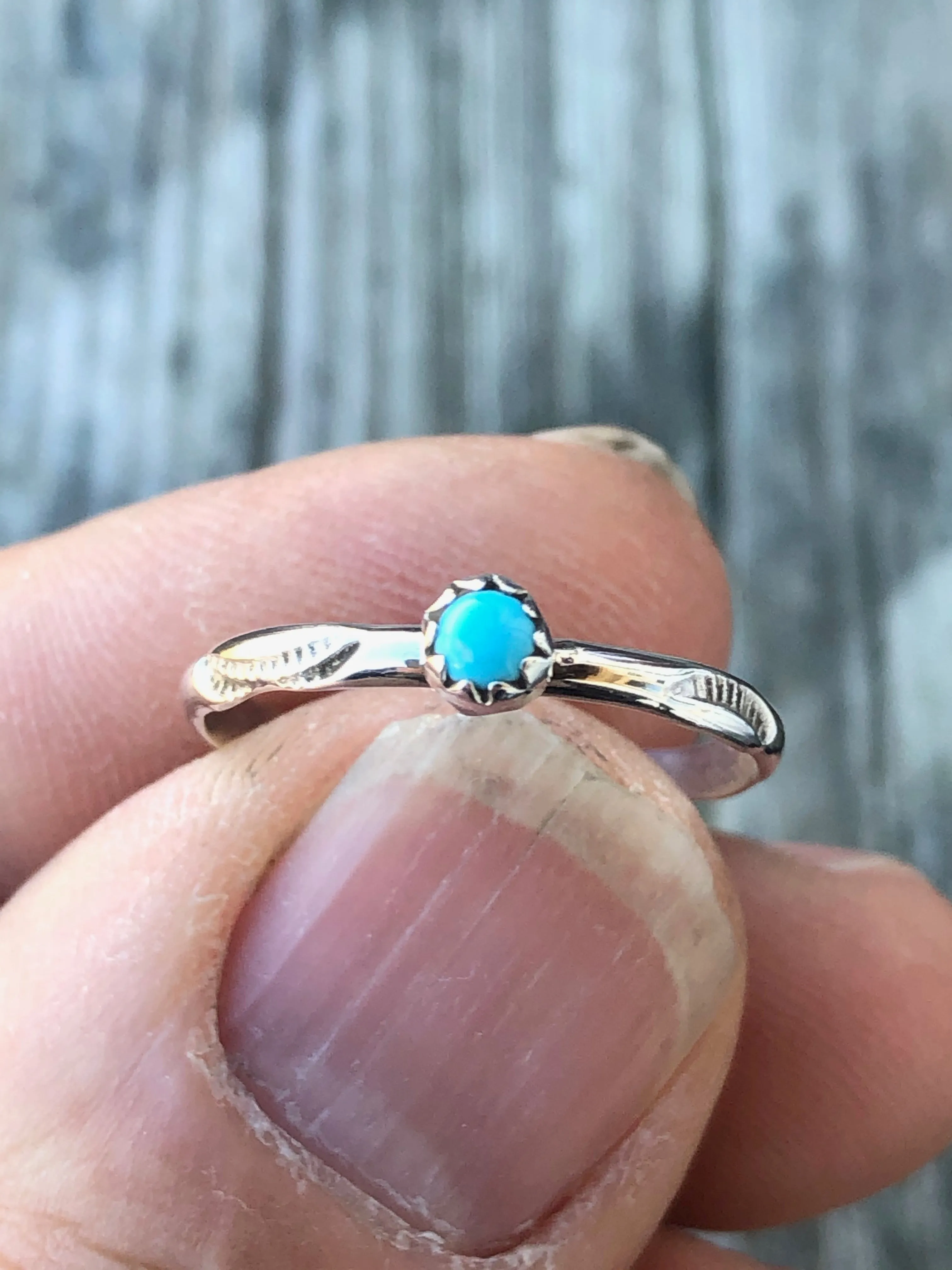 Navajo Stamped Sterling silver turquoise ring