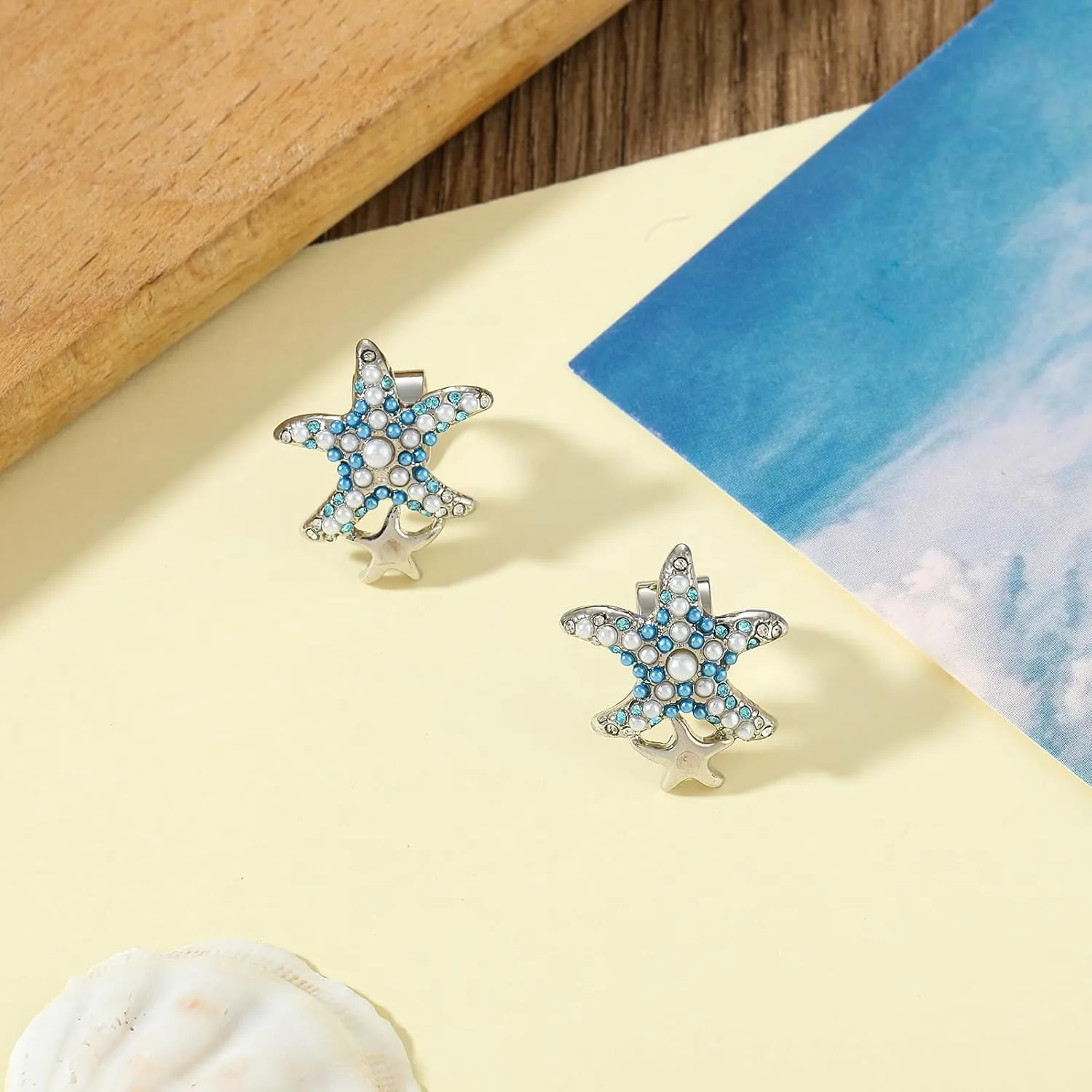 Ocean Earrings for Women | Starfish Earrings | Seashell Earrings | Ear Cuffs Clip-On Earrings Non Piercing for Women|Summer Beach Ocean Jewelry for Women