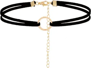 Olbye Karma Choker Necklace Gold Circle Necklaces Jewelry for Women Charm Leather Necklace Cord Choker