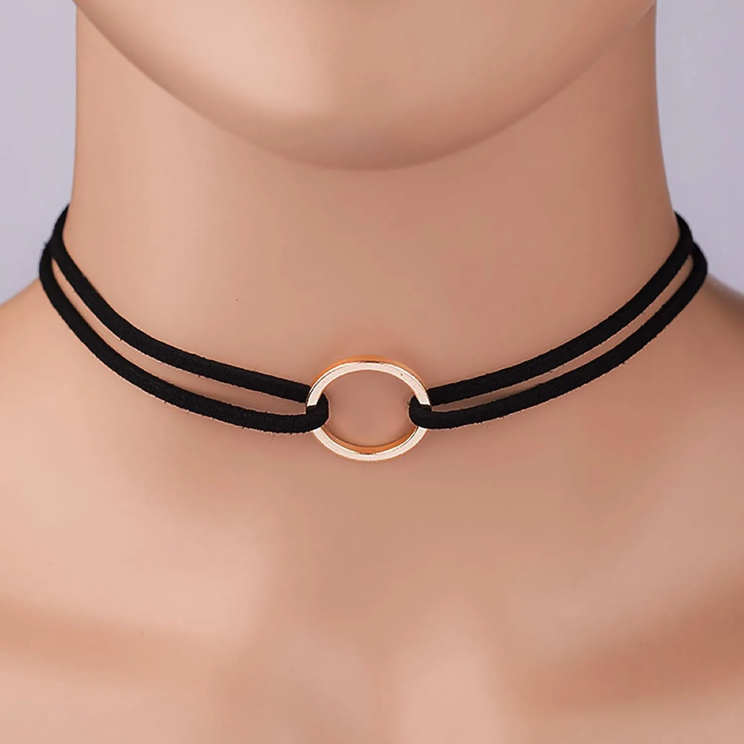 Olbye Karma Choker Necklace Gold Circle Necklaces Jewelry for Women Charm Leather Necklace Cord Choker