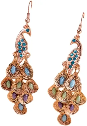 Peacock Earrings for Women, Cute Animal Peacock Tassel Earrings for Womens, Peacocks Teardrop Dangle Earring Hypoallergenic, Peacocks Bird Bohemian Drop Earring