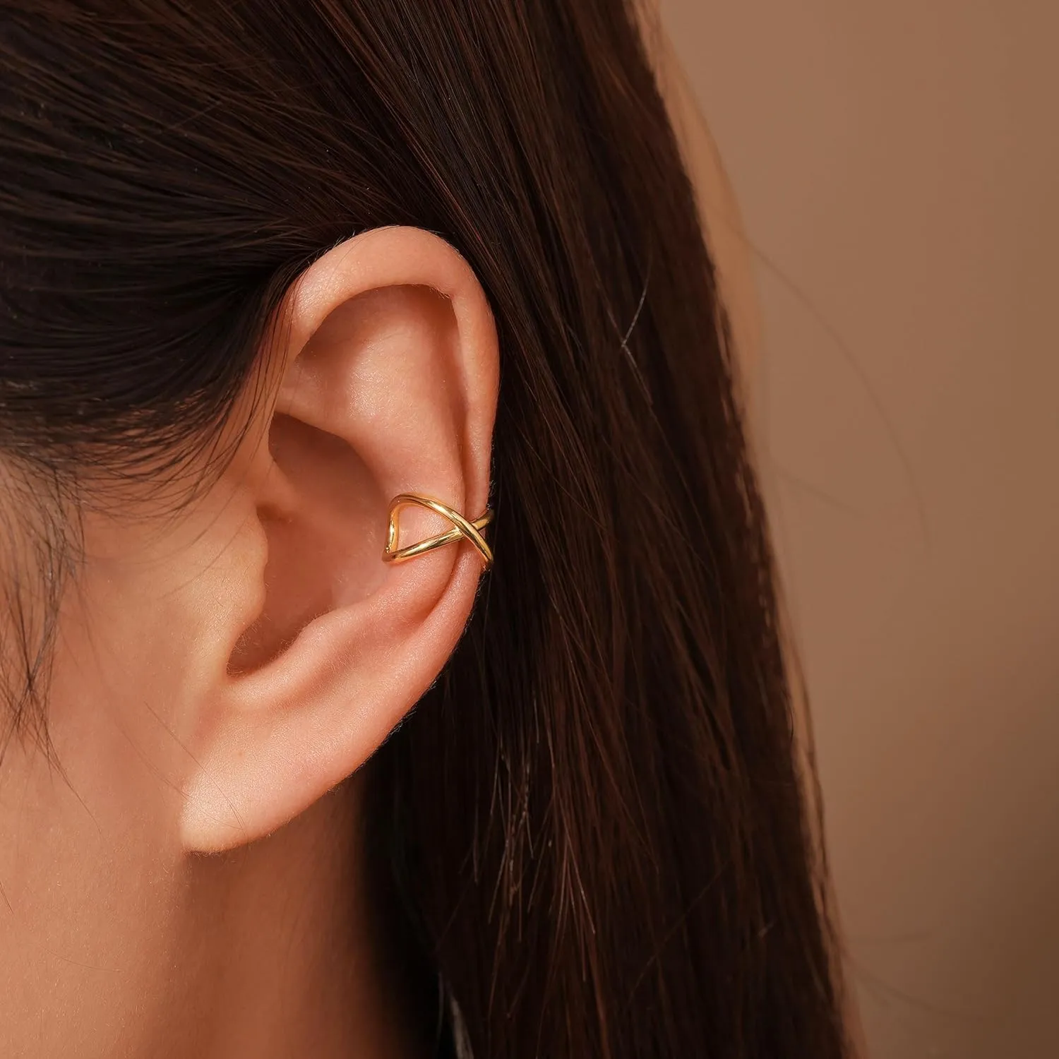 PLOMFOV Ear Cuff Earrings for Women Ear Cuffs Non Piercing 14K Gold Filled Ear Cuff Gold Clip on Cartilage Fake Earrings Trendy Chunky/Thin Ear Cuff Single