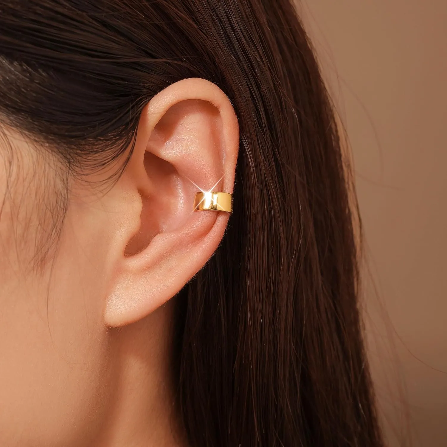 PLOMFOV Ear Cuff Earrings for Women Ear Cuffs Non Piercing 14K Gold Filled Ear Cuff Gold Clip on Cartilage Fake Earrings Trendy Chunky/Thin Ear Cuff Single