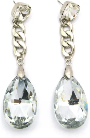 Princess and Pear Cut Rhinestone Stud Chain Drop Earrings