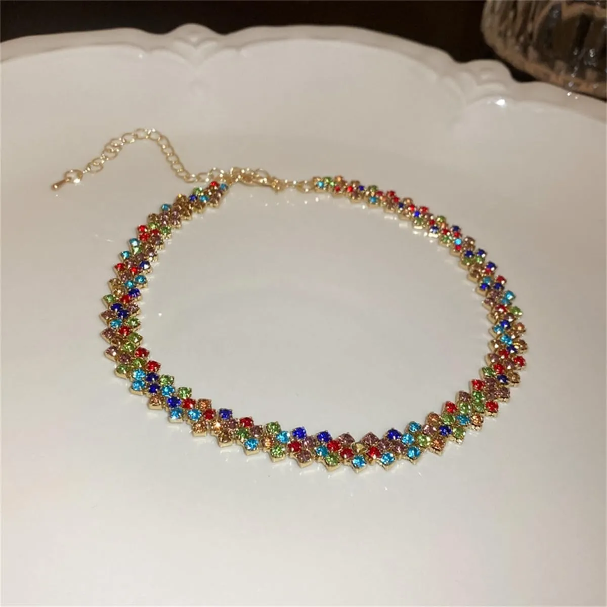 Rhinestone Choker Necklace Sparkly Crystal Necklace Fashion Minimalist Party Prom Accessories for Women