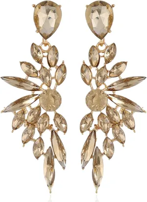 Rhinestone Statement Earrings for Women Cluster Crystal Drop Dangle Earrings Chandelier Earrings Dangling Prom Earrings Wedding Bridal Earrings for Women