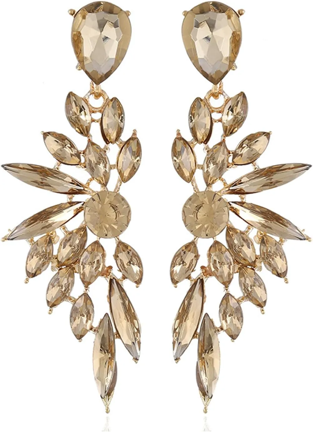 Rhinestone Statement Earrings for Women Cluster Crystal Drop Dangle Earrings Chandelier Earrings Dangling Prom Earrings Wedding Bridal Earrings for Women