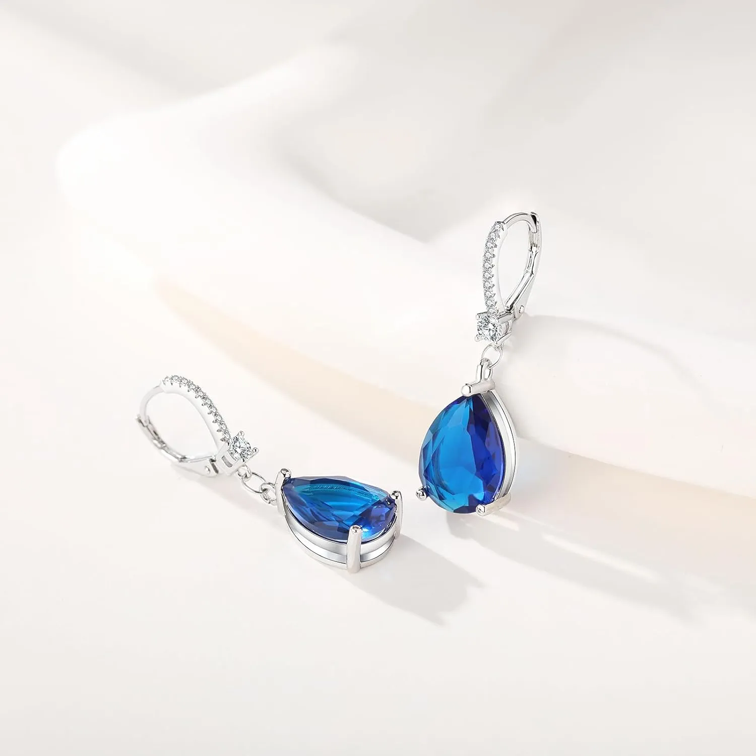 S925 Sterling Silver Teardrop Leverback Dangle Earrings for Women Hypoallergenic, 1014mm Pear Cubic Zircon Drop Earrings Trendy Jewelry for Sensitive Ears