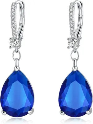S925 Sterling Silver Teardrop Leverback Dangle Earrings for Women Hypoallergenic, 1014mm Pear Cubic Zircon Drop Earrings Trendy Jewelry for Sensitive Ears